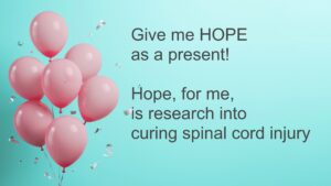 Donations to SCI research as birthday present
